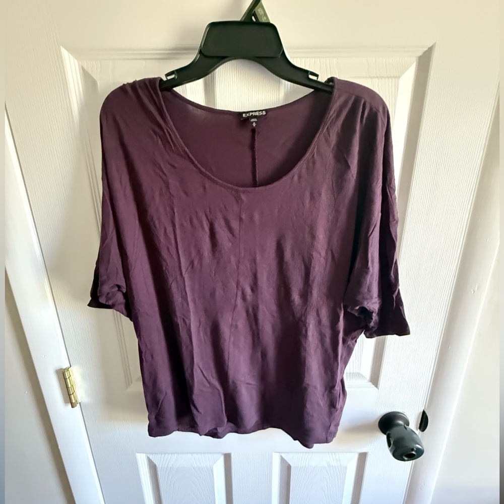 Express Purple Oversized 3/4 Sleeve T-Shirt